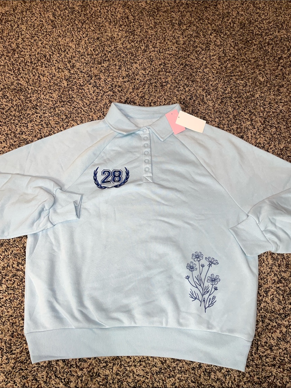 Zoe+Liv Women's NYC Button-Front Graphic Pullover Sweatshirt Var Sizes Blue NWT - Picture 4 of 8